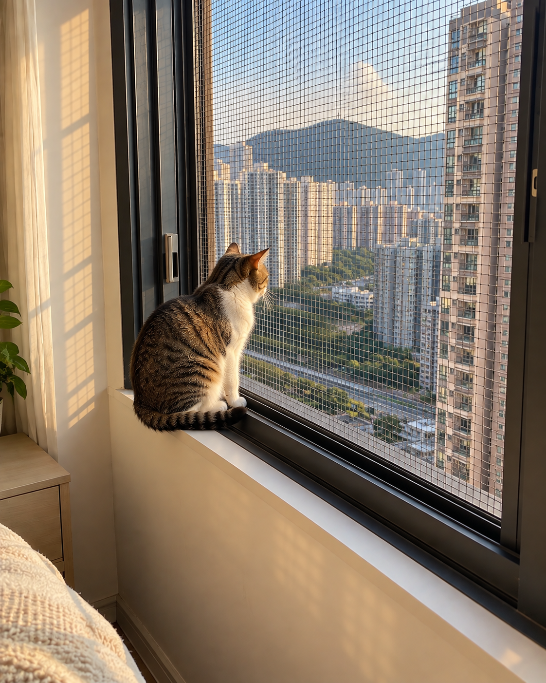 裝咗訂造窗網,通風之餘保持安全